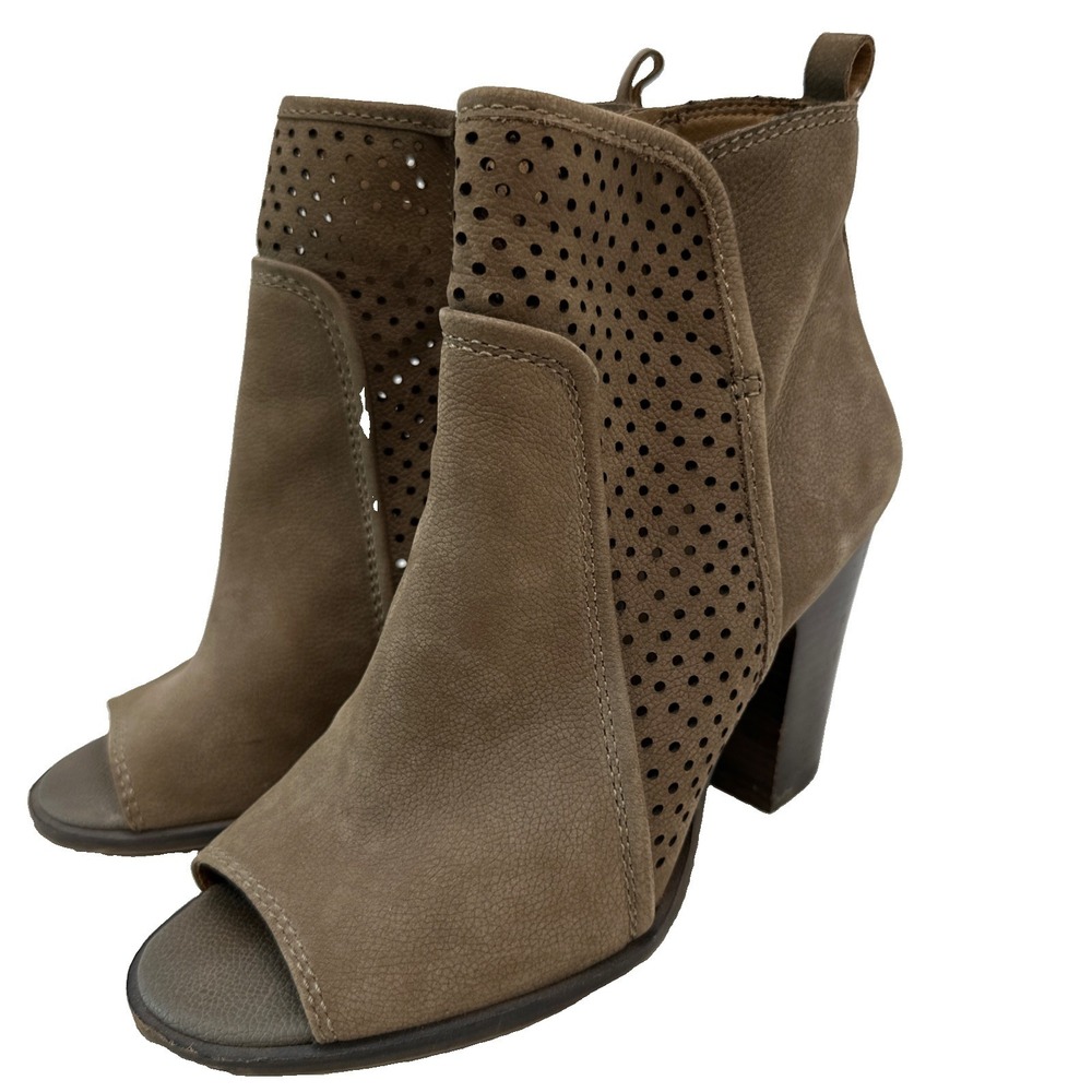 Lucky Brand Boots Women's Size 9/39 Brown Suede Peep Toe Ankle Booties LK-Lakmeh